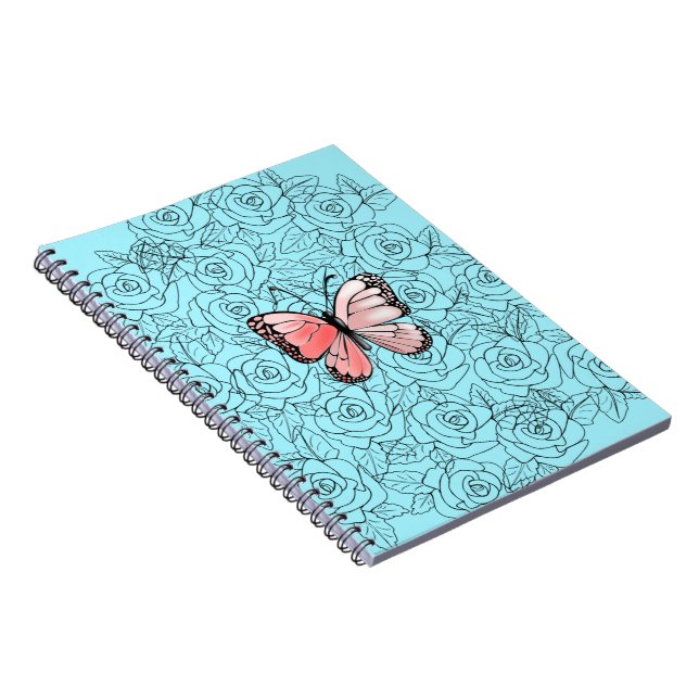 Pink Butterfly And Roses Art  - Notebook (Right Side)