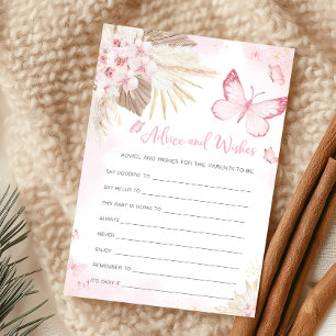 Pink Butterfly Baby Shower Advice and Wishes Game