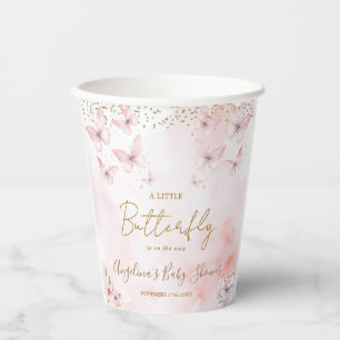 Pink Butterfly Baby Shower Girl Paper Cups