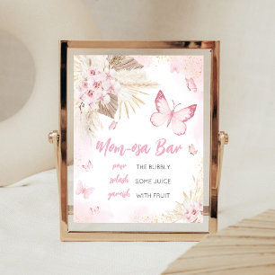 Pink Butterfly Baby Shower Mom Osa Bar Sign