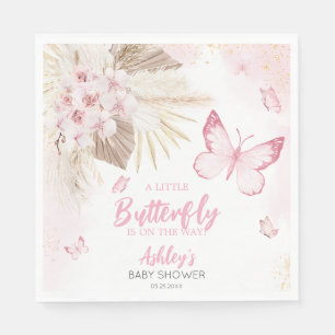 Pink Butterfly Baby Shower Napkin