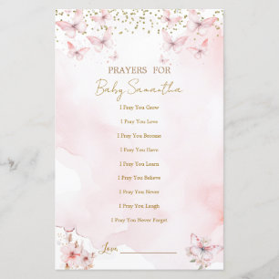 Pink Butterfly Baby Shower Prayers for Baby Game