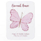 Pink Butterfly Baby Stats with Watercolor Stripes