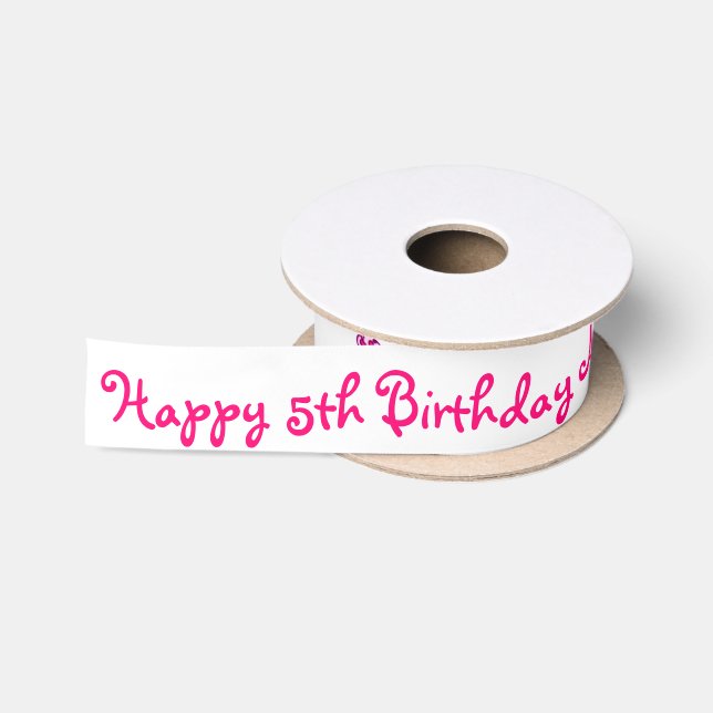 Pink butterfly birthday name ribbon satin ribbon (Spool)