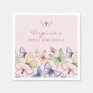 Pink Butterfly Birthday Napkin