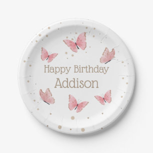 Pink Butterfly Birthday  Paper Plates