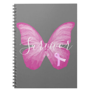 Pink Butterfly Breast Cancer Survivor Notebook