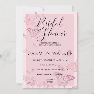 Pink Butterfly Bridal Shower Invitation
