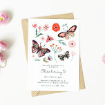 Pink Butterfly Bugs Flower Birthday Invitation<br><div class="desc">Pink Butterfly Bugs Flower Birthday Invitation</div>