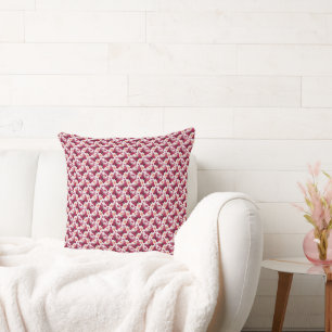 Pink Butterfly Cherry Seamless Pattern Throw Pillow