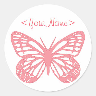 Pink Butterfly Classic Round Sticker