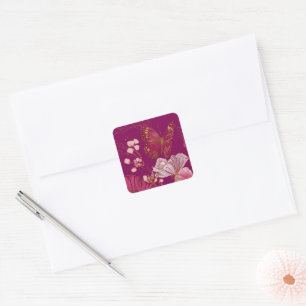 Pink Butterfly collection square sticker