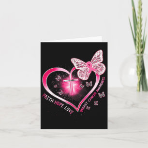 Pink Butterfly Cross Faith Hope Love Breast Cancer Card