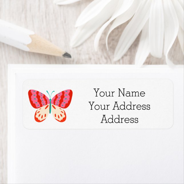 Pink Butterfly Custom Address Labels (Insitu)