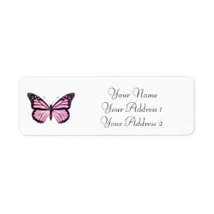 Pink Butterfly Custom Address Labels