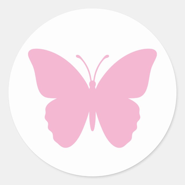 Pink Butterfly Design Classic Round Sticker (Front)