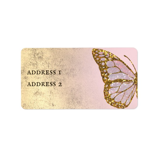 pink butterfly design label (Front)