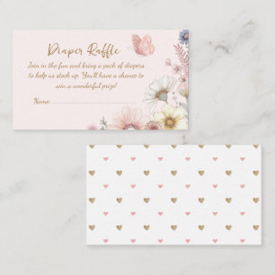 Pink Butterfly Diaper Raffle Enclosure Card