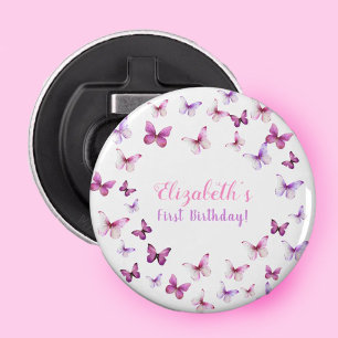 Pink Butterfly First Birthday Girl Party Favor Bottle Opener