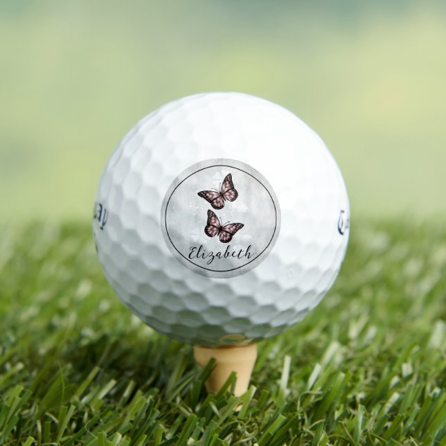 Pink Butterfly Floral Golf Balls (Insitu Tee)