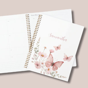 Pink Butterfly Floral Personalized Planner