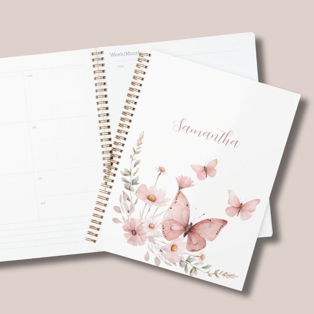 Pink Butterfly Floral Personalized Planner (Creator Uploaded)