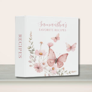 Pink Butterfly Floral Personalized Recipe Binder