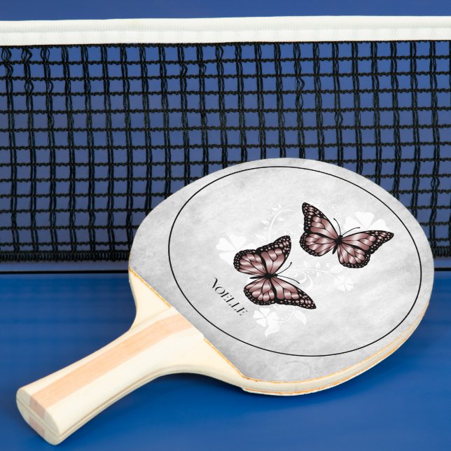 Pink Butterfly Floral Ping Pong Paddle (Insitu)