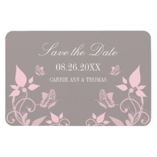 Pink Butterfly Floral Save the Date Magnet