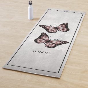 Pink Butterfly Floral Yoga Mat