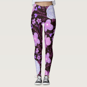 Pink Butterfly Flower Leggings