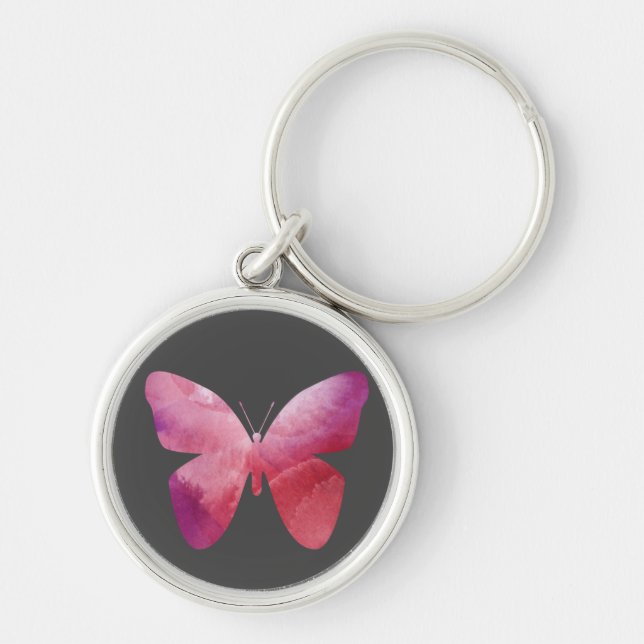 Pink butterfly freedom whimsical keychain (Front)