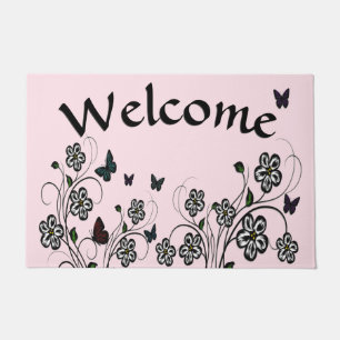 Pink Butterfly Garden Doormat