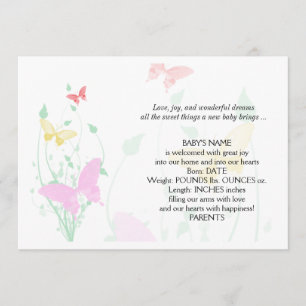 Pink Butterfly Garden Faire-part bébé