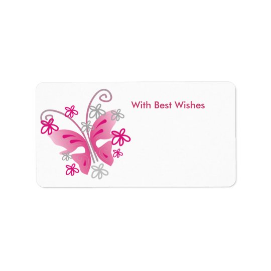 Pink Butterfly Gift Tags - Best wishes