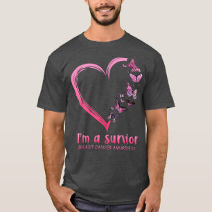 Pink Butterfly Heart I'm A Survivor Breast Cancer T-Shirt