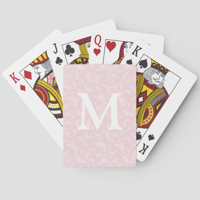 Pink Butterfly Initial Playing Cards (Back)