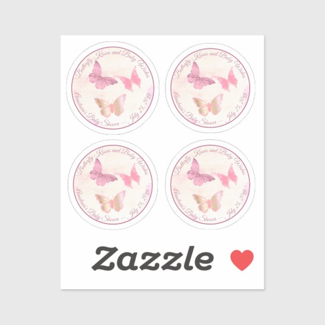 Pink Butterfly Kisses and Baby Wishes Baby Shower (Sheet)
