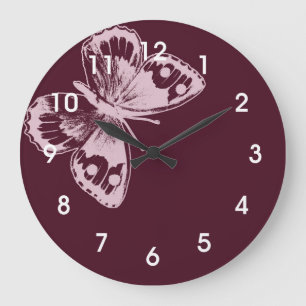 Pink Butterfly Large Clock