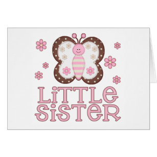Pink Butterfly Little Sister Blank Card