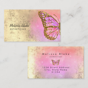 pink butterfly logo business card