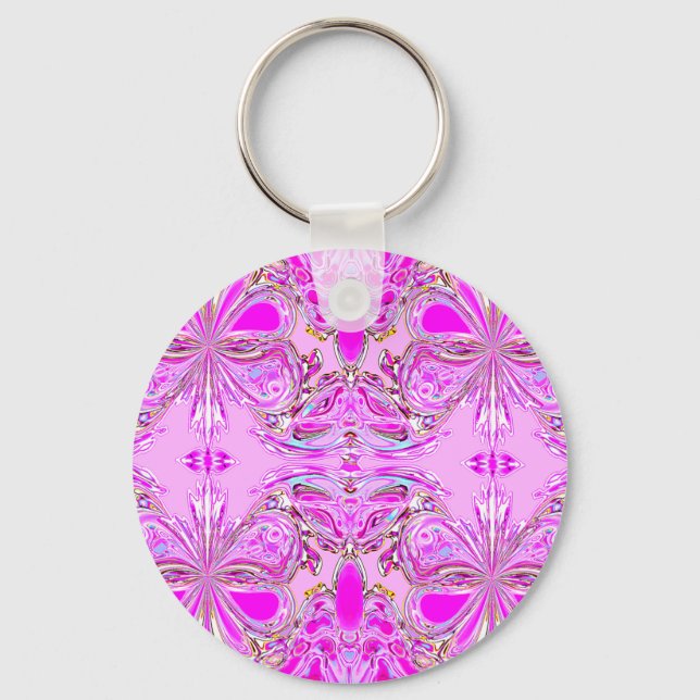 "Pink Butterfly Mandala" Keychain (Front)