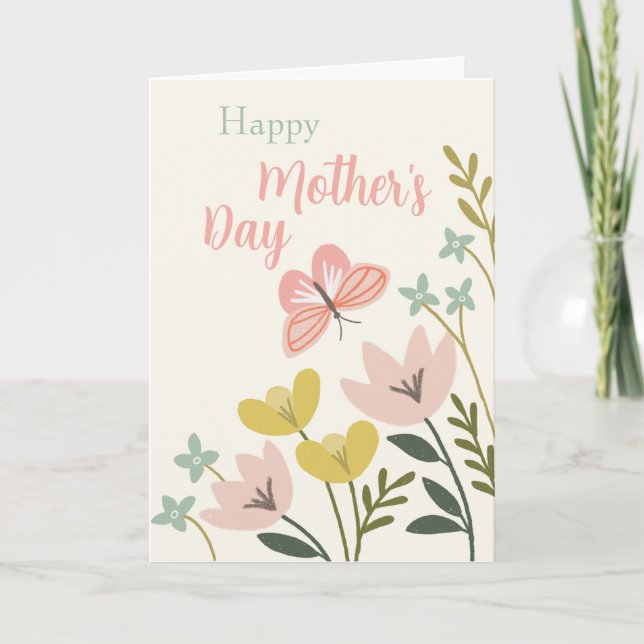 Pink Butterfly Mother's Day Card (Front)