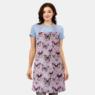 Pink Butterfly Pattern Apron