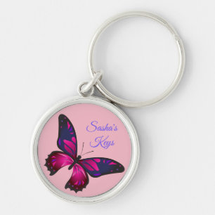 Pink Butterfly *Personalize* Keychain