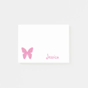 Pink Butterfly Personalized Girly Name Post-it Notes