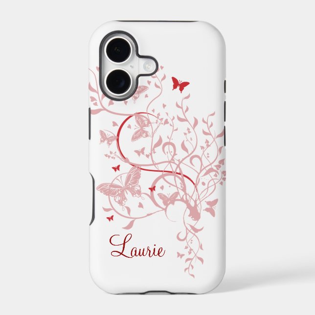 Pink Butterfly Personalized iPhone 5 Case (Verso)