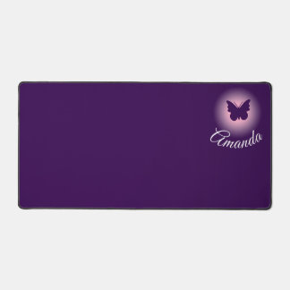 Pink butterfly personalized name girls desk mat