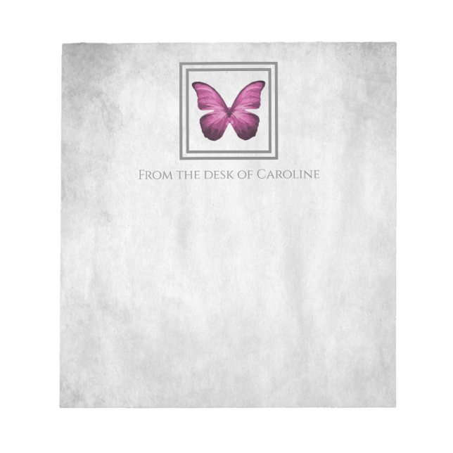 Pink Butterfly Personalized Notepad (Front)