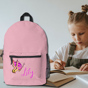 pink butterfly - personalized printed backpack